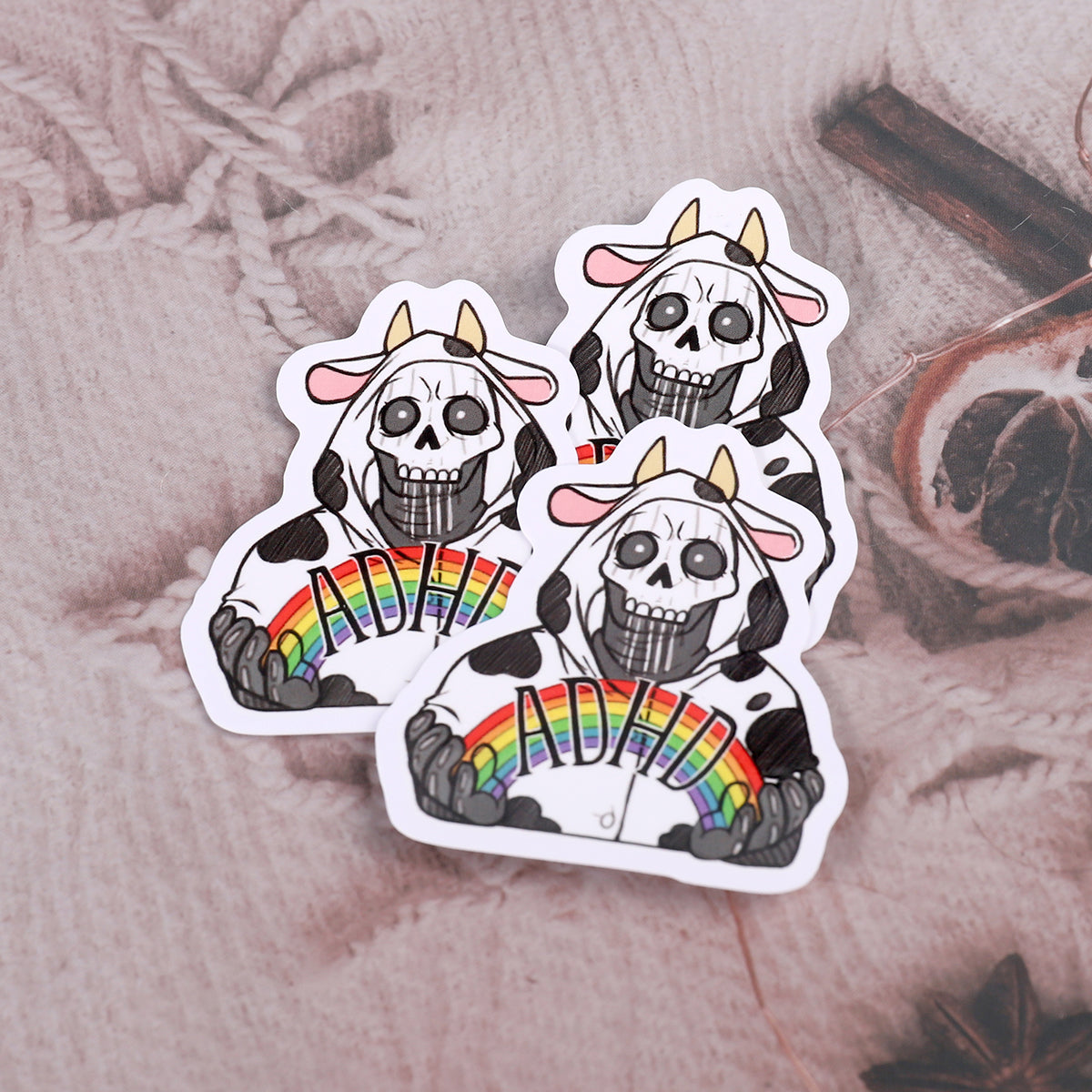 ADHD cow sticker